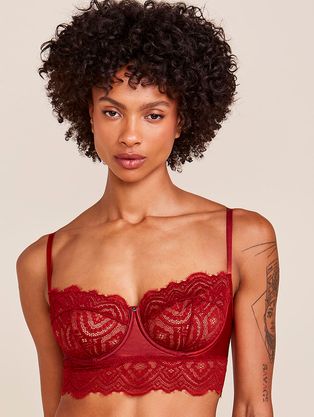 Sutiã Balconet Em Microfibra Acetinada E Renda Vermelho Rubro