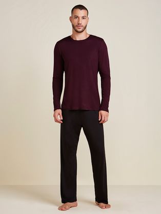 Pijama Longo Masculino Bicolor Em Viscose Bicolor Vinho Bordo E Preto