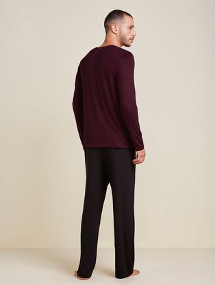 Pijama Longo Masculino Bicolor Em Viscose Bicolor Vinho Bordo E Preto