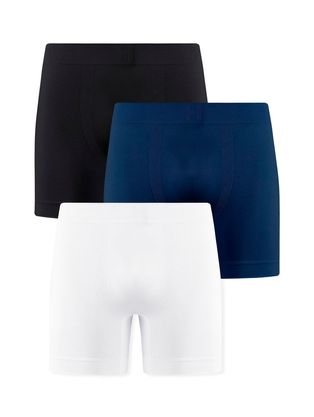 Kit Com 3 Cuecas Boxer Sem Costura Light Preto/azul Cedro/branco