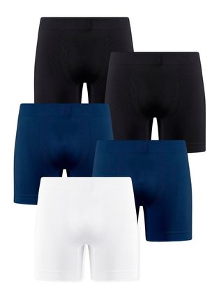 Kit Com 5 Cueca Boxer Sem Costura Light Preto/azul Cedro/branco