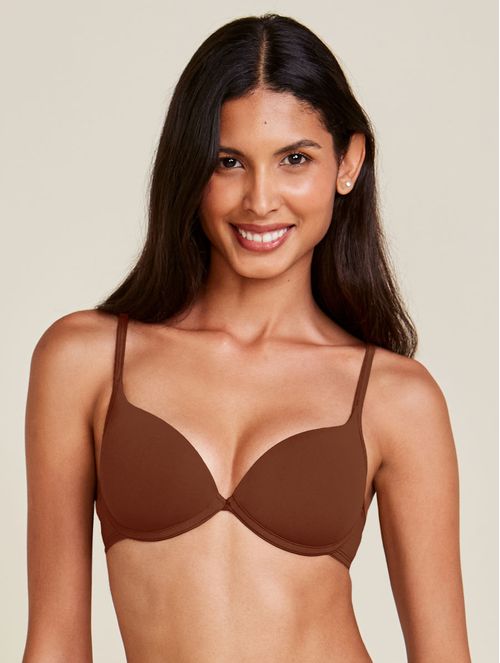 Sutiã Push Up Em Microfibra Marrom Cappuccino