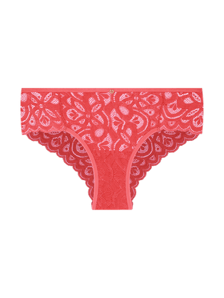 Calcinha Tanga Brasileira Em Renda Coral Energia