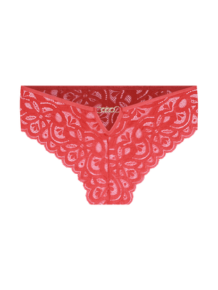 Calcinha Tanga Brasileira Em Renda Coral Energia