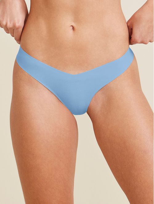 Calcinha Fio Dental Em Microfibra Nude Azul Tule