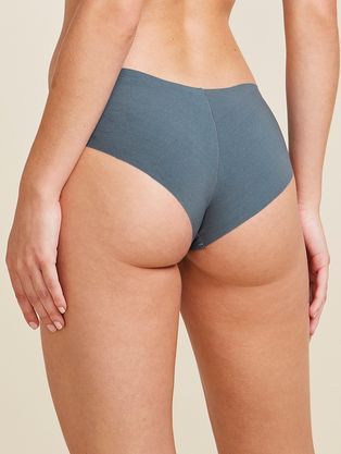 Calcinha Tanga Brasileira Em Microfibra Nude Azul Grafite