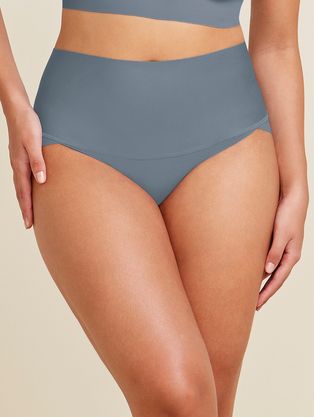 Calcinha Cintura Alta Invisível Em Microfibra Nude Azul Grafite