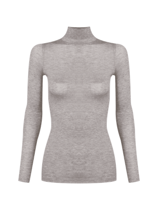 Blusa Manga Longa Gola Alta Segunda Pele Em Viscose Levíssima Mescla