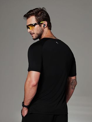 Camiseta Fitness Masculina Raglan Manga Curta Training Preto