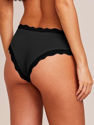 Calcinha Tanga Brasileira Em Viscose E Renda Preto