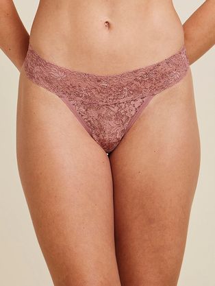 Calcinha Fio Dental Em Renda Rosa Collant Com Rose Gold