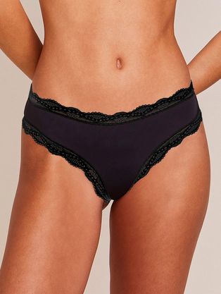Calcinha Fio Dental Em Viscose E Renda Preto