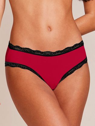 Calcinha Tanga Brasileira Em Microfibra E Renda Vermelho Zaire