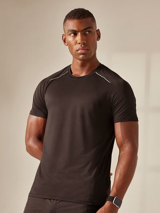 Camiseta Raglan Manga Curta Running Marrom Cafe