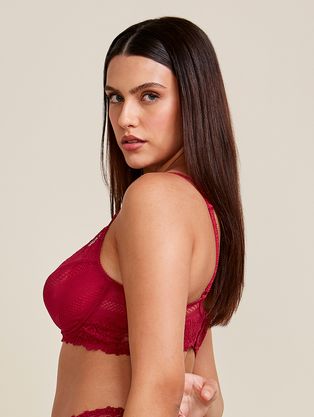 Sutiã Meia-taça Sem Bojo Em Renda Na Sua Medida - Taça Vermelho Zaire